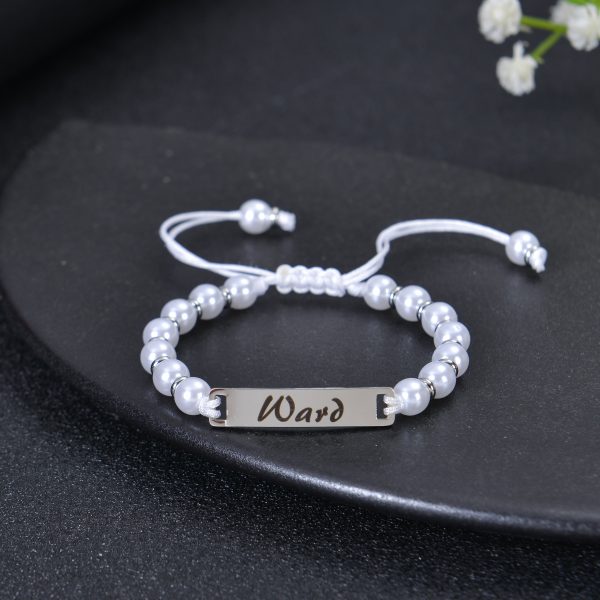 Personalized White Beaded Bar Name Bracelet Fashion - Image 5