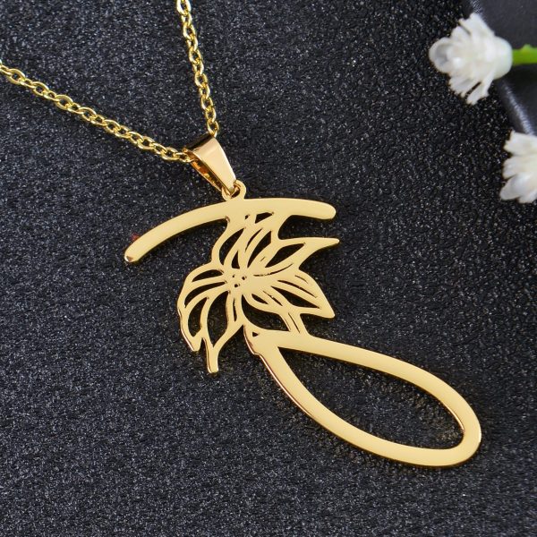 Personalized Flower Initial Necklace in Multiple Styles Cheap - Image 5