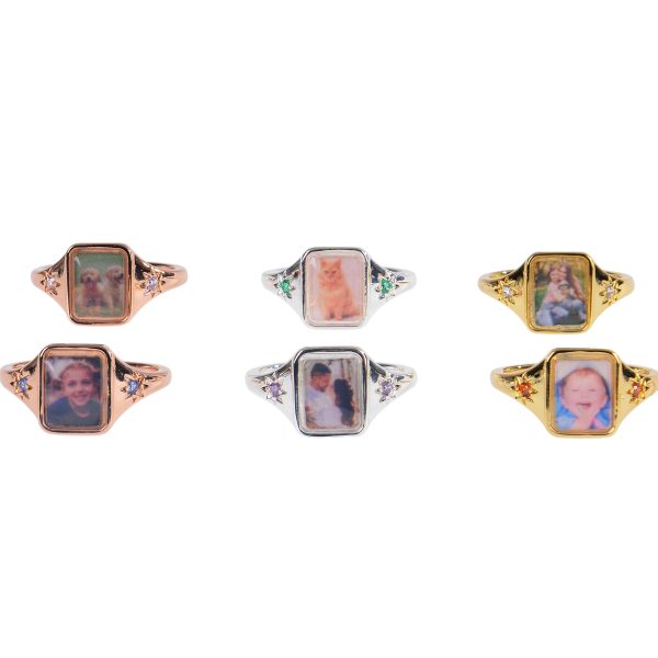 Personalized Colorful Photo Square Ring Online now