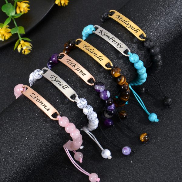 Unisex Personalized Nameplate Bead Bracelet For Discount