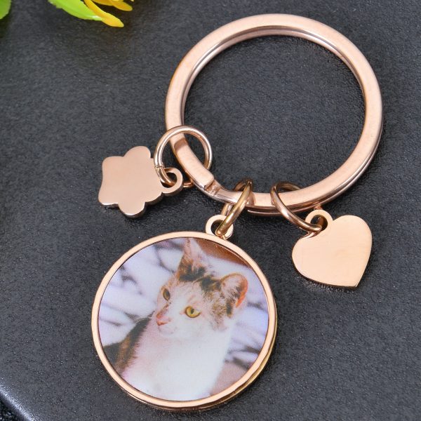 Personalized Round Pendant Colorful Pet Photo Keychain on Sale - Image 3