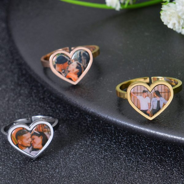 Personalized Colorful Photo Heart Ring Online Sale - Image 5