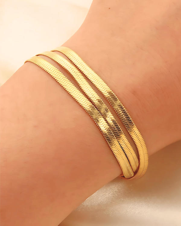 Gold Layered Chain Bracelet - Snake Triple For Cheap - Image 2