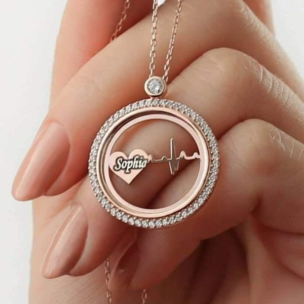 Heartbeat Necklace with Name For Cheap