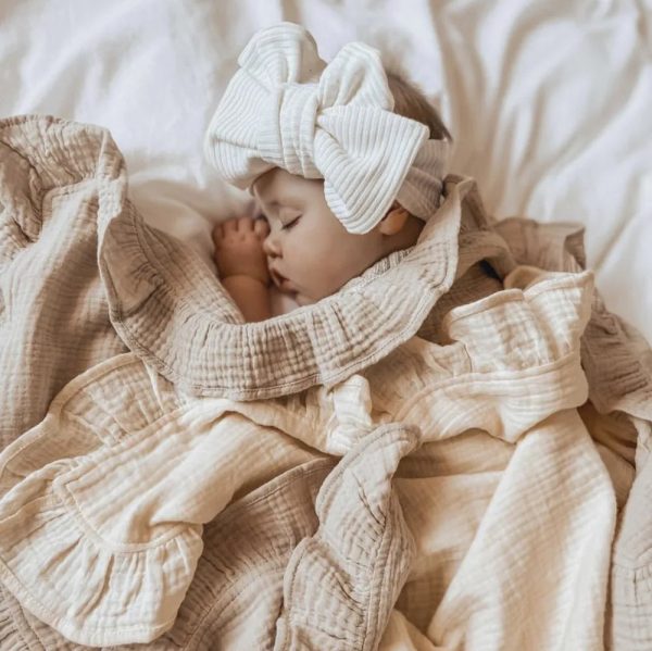 Ruffled Organic Cotton Muslin Swaddle Baby Blanket Fashion - Image 2