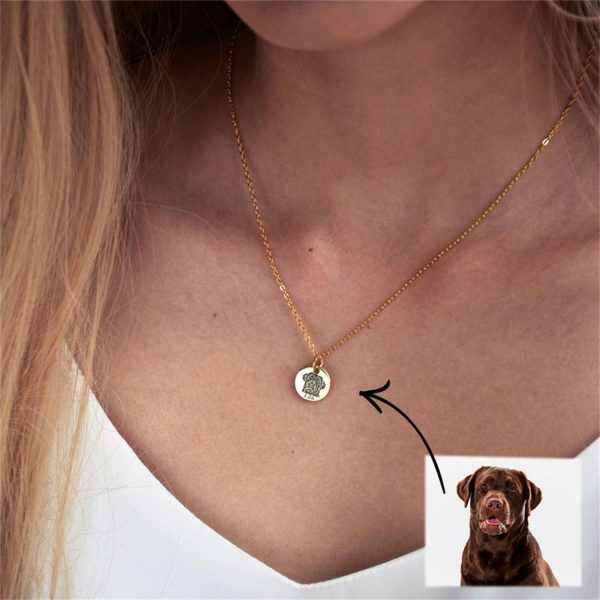 Custom Photo Engraved Pet Necklace Circle Fashion - Image 2