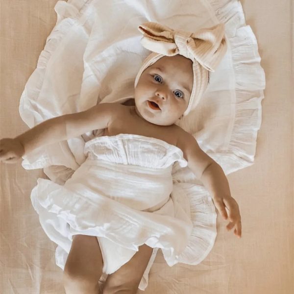 Ruffled Organic Cotton Muslin Swaddle Baby Blanket Fashion - Image 4