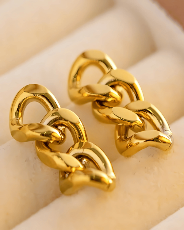 Gold Chain Drop Earrings - MASON CHUNKY CHAIN™ Fashion - Image 2