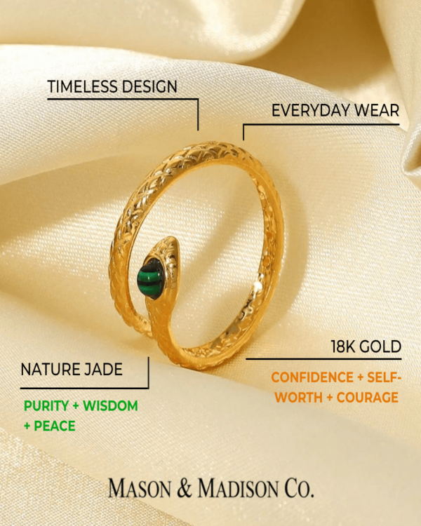 Gold Snake Ring with Bypass Malachite Online Hot Sale - Image 3