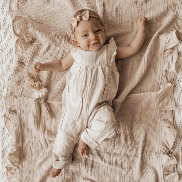 Ruffled Organic Cotton Muslin Swaddle Baby Blanket Fashion - Image 3