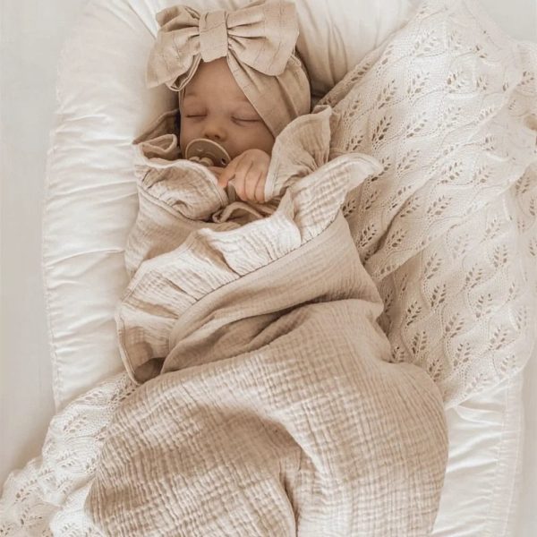 Ruffled Organic Cotton Muslin Swaddle Baby Blanket Fashion