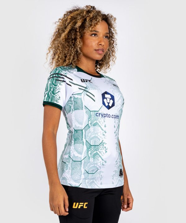 UFC Adrenaline by Venum Personalized Authentic Fight Night Women’s Walkout Jersey - Emerald Edition - White Green Supply - Image 4
